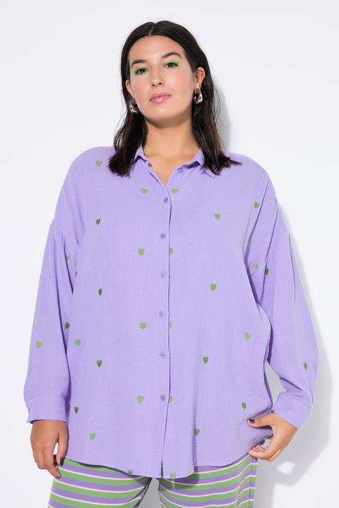 Actual product image Studio Untold Oversized Embroidered Long Sleeve Button Front Shirt (60)