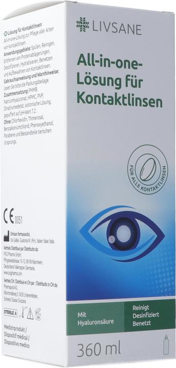 Livsane All-in-one-Lösung für Kontaktlinsen (All in One solution, 360 ml)