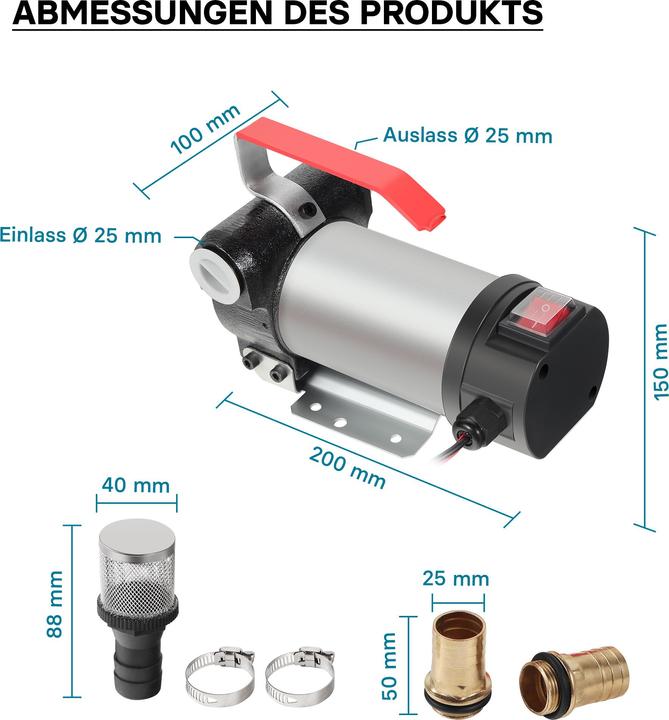 Produktbild Wiltec Bio Dieselpumpe 12V 150W 40l/min Heizölpumpe selbstansaugend Absaugpumpe