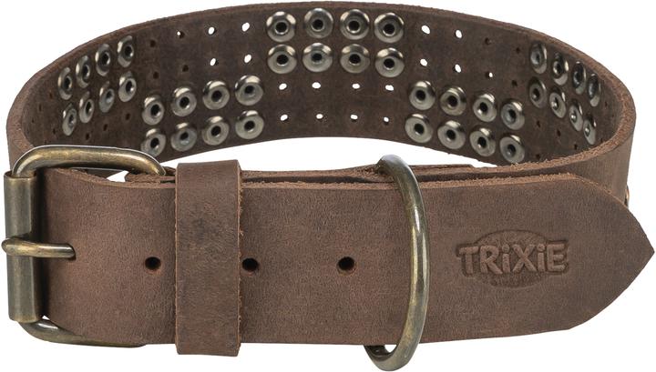 Trixie Rustic fatleather collar Rivet, M:38–47cm/40mm, dark brown