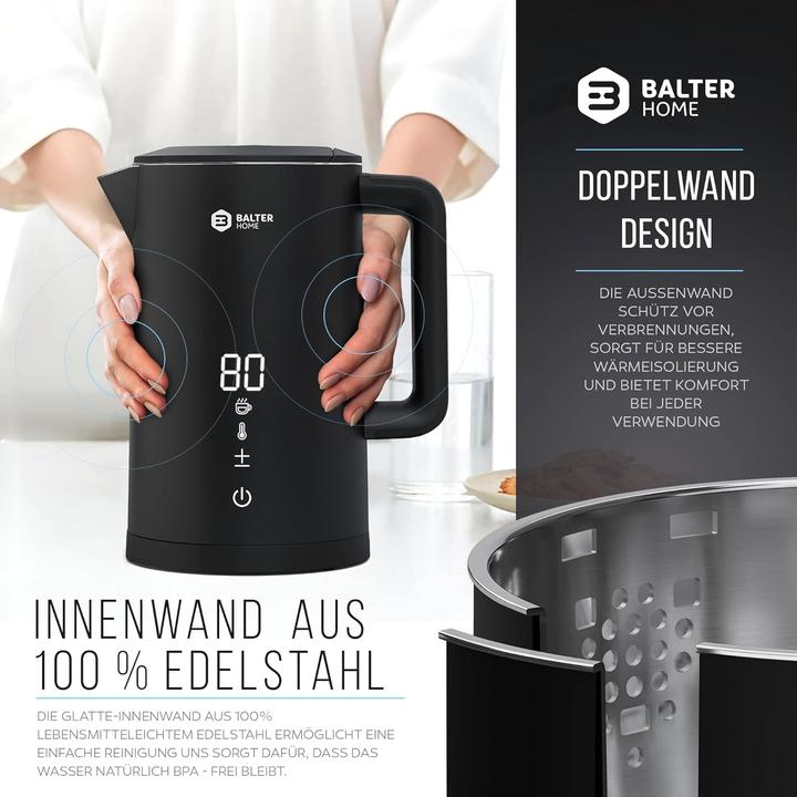 Produktbild Balter WK-11BL-LCD Wasserkocher aus Edelstahl mit Temperatureinstellung (1.50 l)