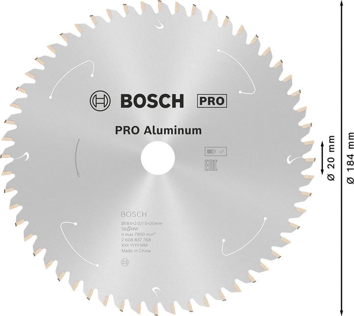 Actual product image Bosch Professional Zubehör PRO Aluminium cordless circular saw blade, 184 x 2 x 20 mm