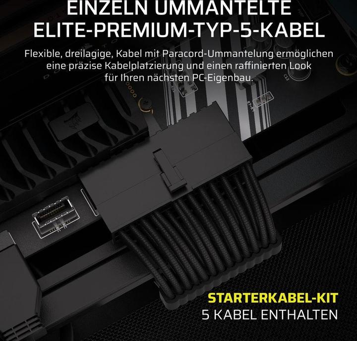 Produktbild Corsair Elite Premium Ind.Sleeved PSU Cables T5 Starter Kit (75 cm, 24 pin ATX, 8 pin EPS)