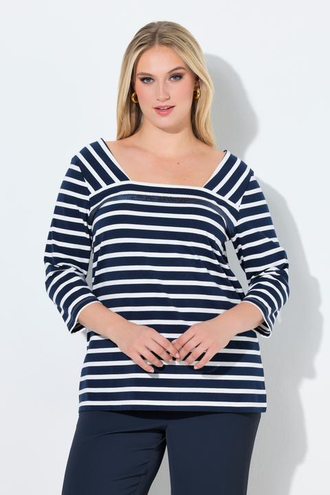 Actual product image Ulla Popken Mixed Stripe Sequined Tee (42, 44)