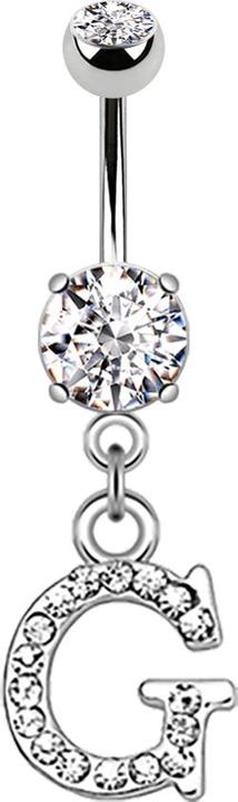 Immagine prodotto Star Piercing Banana in argento con ciondolo in cristallo lettera G (Ottone, Acciaio chirurgico 316L)