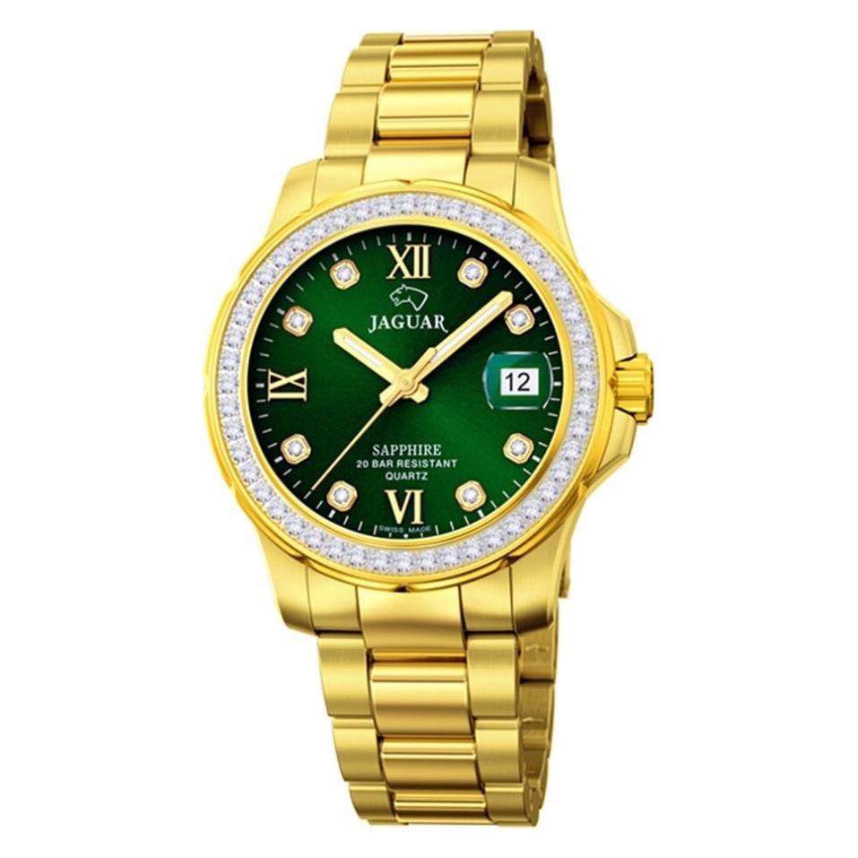 Jaguar Quarzuhr "Executive" Armbanduhr, Damenuhr, Swiss Made, Edelstahlarmband, Analog, Tag