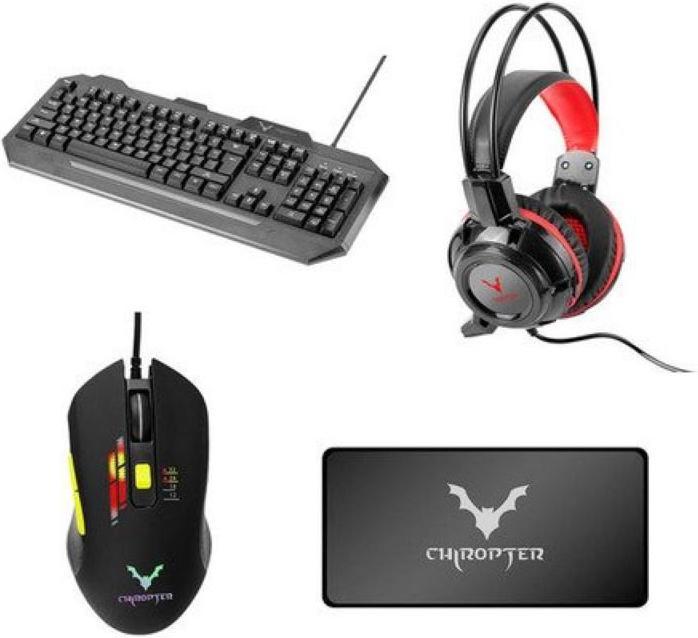 Actual product image Chiropter MK12 4in1 game set - and mouse + headphones 2 * 3.5 mm + USB + mat 60x30 cm