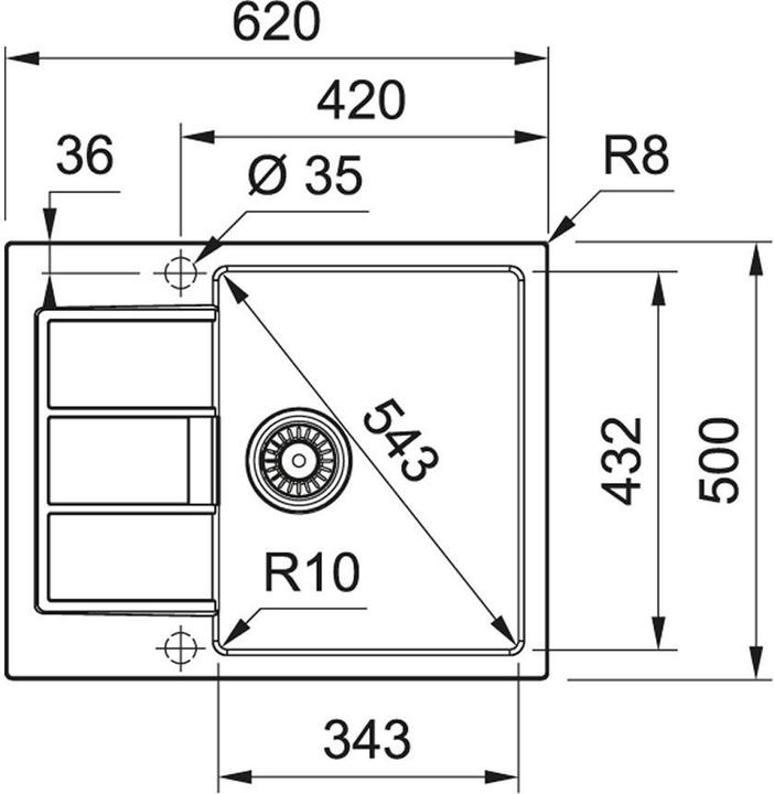 Actual product image Franke Sirius 2 (Top-mounted sink, 62 cm, 43.10 cm)