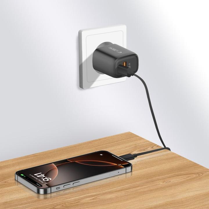 Produktbild Tech-Protect NCA30 PD 30W / QC3.0 USB-A / USB-C Wandladegerät - schwarz (30 W, 2 Ports)