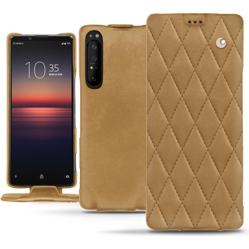 Noreve Lederschutzhülle vertikal (Sony Xperia 1 II), Smartphone Hülle, Braun