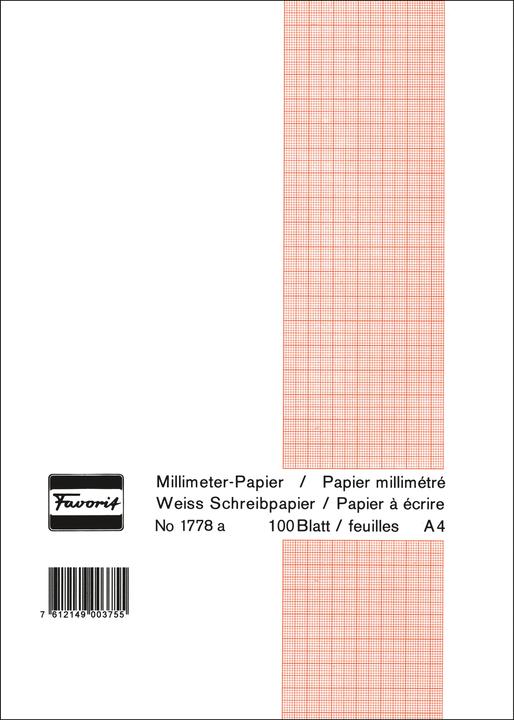 Produktbild Favorit Millimeterpapier Block weiss (21 x 29.7 cm, Kariert, Harter Einband)