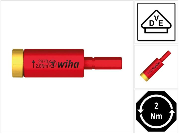 Actual product image Wiha Torque easyTorque adapter electric for slimBits and slimVario holder in blister Nm (2 Nm)