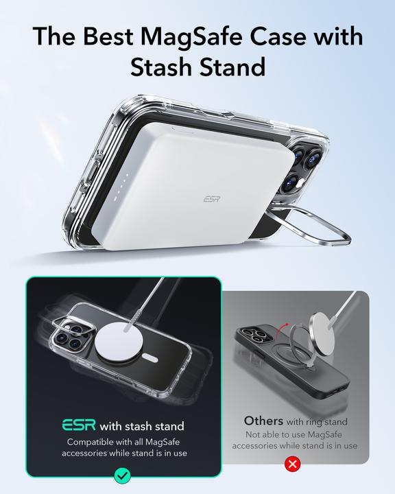Produktbild ESR Classic Hybrid HaloLock Case mit Stash Stand (Apple iPhone 16 Pro Max)