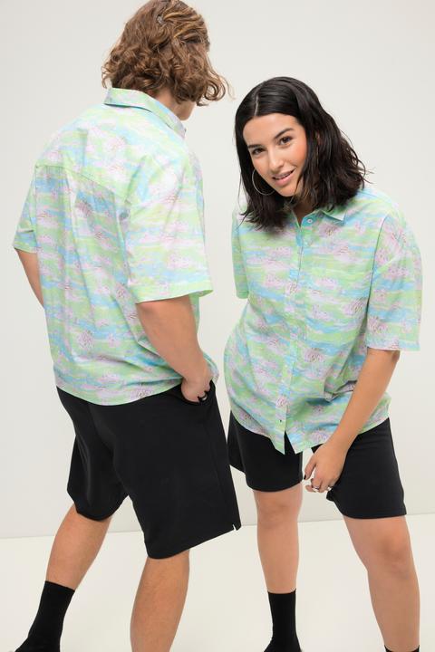 Immagine prodotto Studio Untold Camicia hawaiana dal taglio oversize con stampa allover, collo da camicia e mezze maniche (XL)