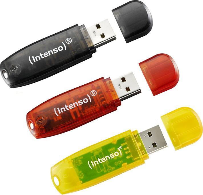 Image du produit Intenso Rainbow Line 8GB USB Stick 2.0 Multipack x3 bunt (8 Go, USB-A)
