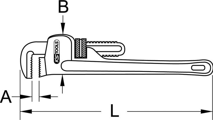 Actual product image KS Tools Steel one-hand pipe wrench, infinitely adjustable, length 1030 mm (1030 mm)