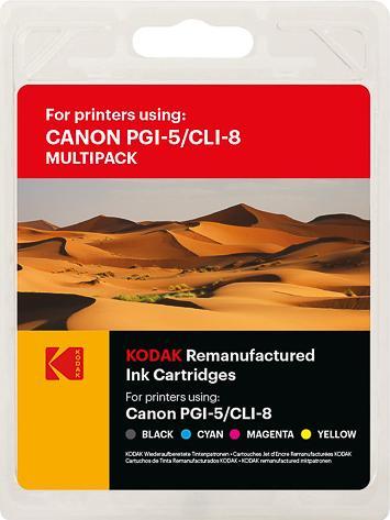 Kodak SUPPLIES 185C000826 CANON IP Ink (5) cmyk pbk rebuilt PGI5/CLI8 1x360/4x420