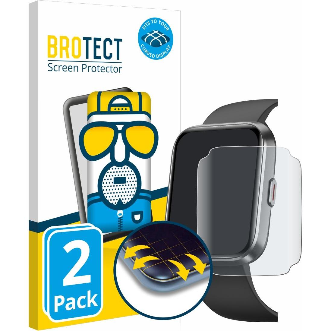 BROTECT Full-Screen Displayschutz Matt, Smartwatch Schutzfolie, Grau