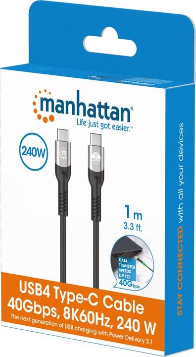 Image du produit Manhattan USB C – USB C (1 m, USB 4.0, 240 W)