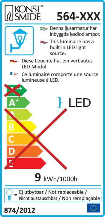 Energy Label Konstsmide Vega 564-750 LED outdoor wall leuc (700 lm, IP44)