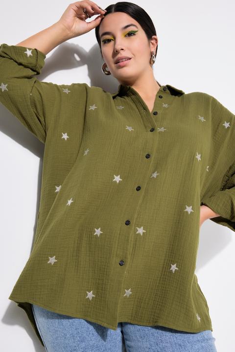 Image du produit Studio Untold Chemisier oversized en mousseline. Manches longues, broderie (46, 48)