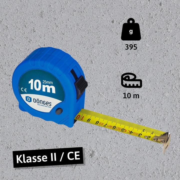Actual product image Dönges Rollbandmass, weiches blaues Gehäuse, Doppel-Stopper, 10mx25mm, Blau (10 m)
