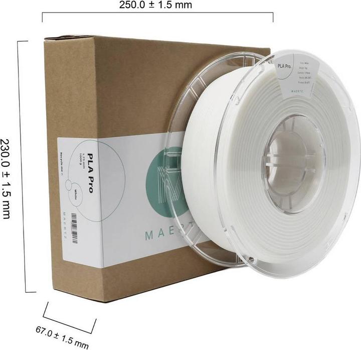 Produktbild Maertz PLA Pro Weiss 1,75 mm 1.000 g (PLA-R, 1.75 mm, 1000 g, Weiss)