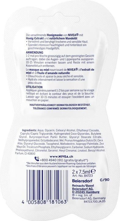 Immagine prodotto NIVEA Maschera al miele coccolante (15 ml)
