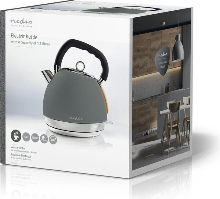 Produktbild Nedis Elektrischer Wasserkocher, 1,8 l, weich, Grau (1.80 l)
