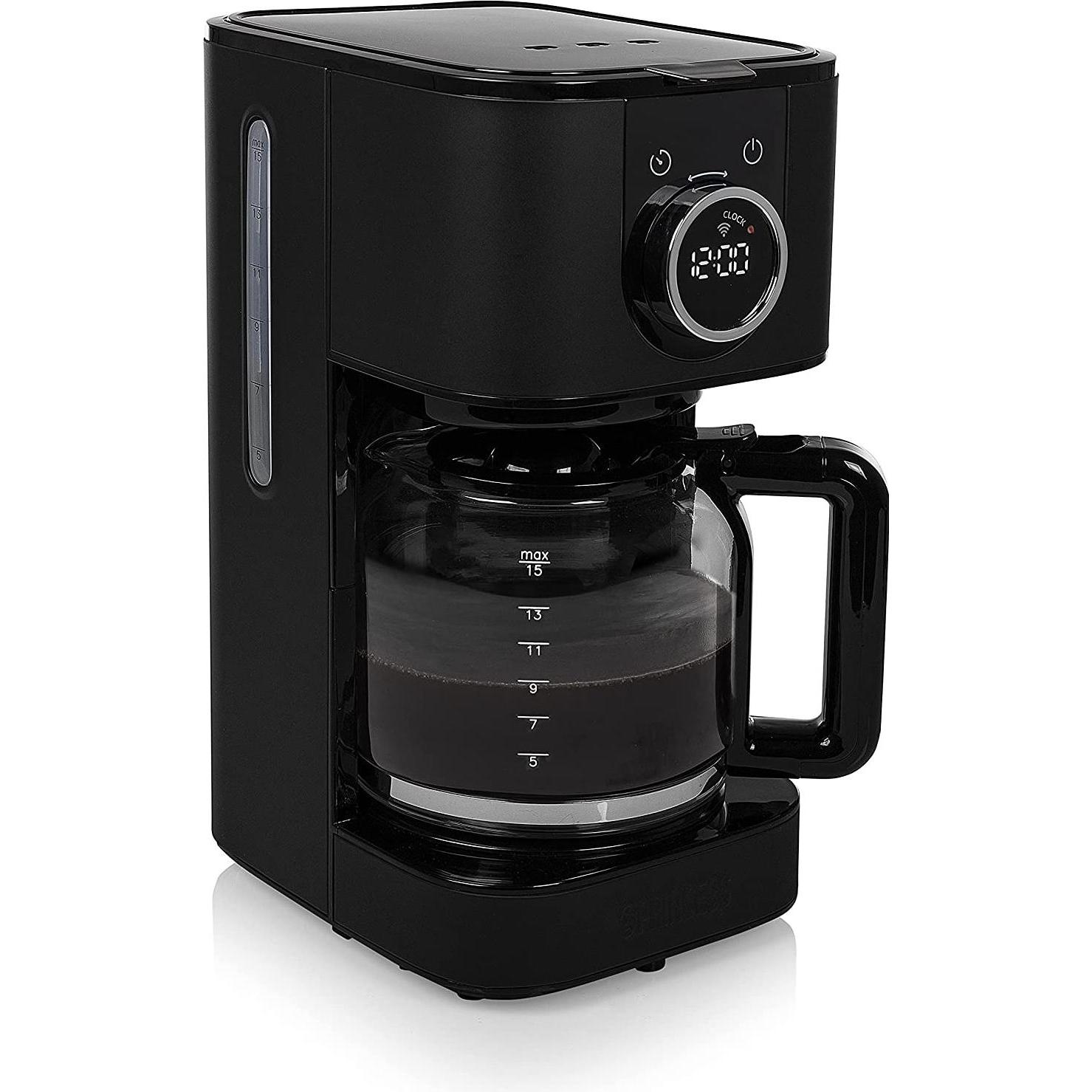 Princess Edle Edelstahl Kaffeemaschine in mit WiFi-Konnektivität & Timer, Filterkaffeemaschine, Schwarz, Silber
