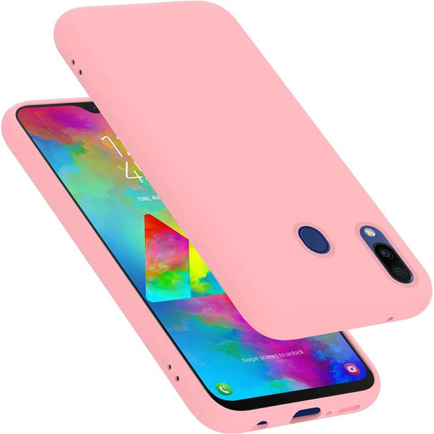 Cadorabo TPU Liquid Silicone Case Cover (Samsung Galaxy M20), Smartphone Hülle, Rosa