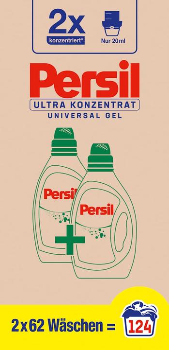 Produktbild Persil ULTRA KONZENTRAT UNIVERSAL GEL TIEFENREIN Waschmittel 2x 1,24 l (124 Waschgänge, Flüssigwaschmittel)
