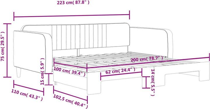 Produktbild vidaXL ausziehbares Tagesbett