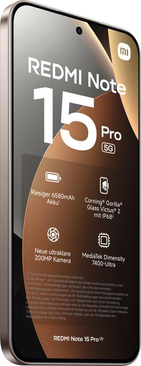 Produktbild Xiaomi Redmi Note 15 Pro (256 GB, Gold, Titan, Titanium, 6.83", 5G)