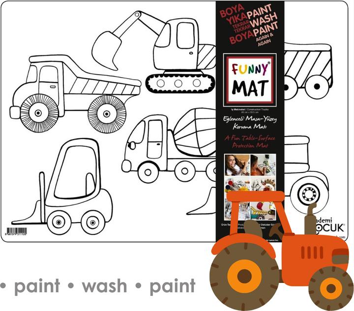 Produktbild Funny Mat Abwaschbare Malmatte Baustellenfahrzeuge