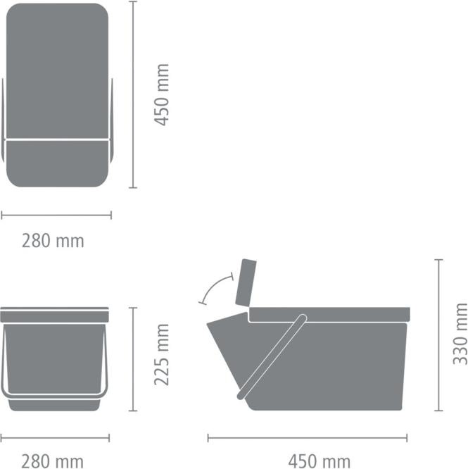 Actual product image Brabantia Sort & Go 20 l recycling bin, light grey (20 l)