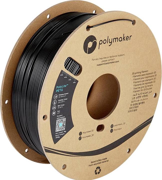 Image du produit Polymaker PolyLite PETG V2 - Noir - 1.75mm (PETG, 1.75 mm, 1000 g, Noir)