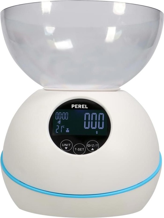 Produktbild Perel DIGITALE KÜCHENWAAGE - 5 kg / 1 g - MIT TEMPERATUR / UHR / ALARM / TIMER