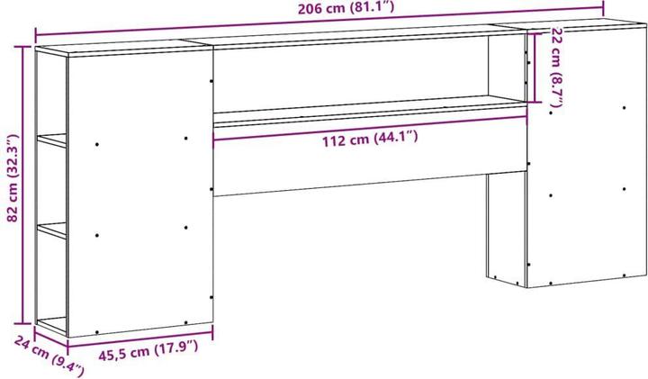 Actual product image vidaXL Kopfteil (206 x 24 x 82 cm)