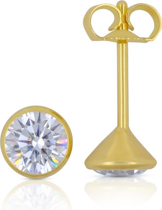 Image du produit Muau Stud earrings or jaune 750 zirconium 5.5mm (750/18 K Or jaune)