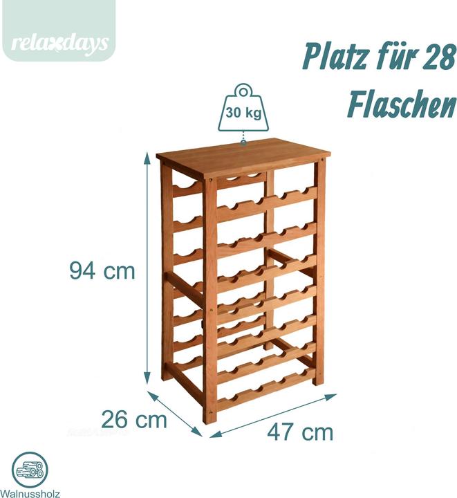 Actual product image Relaxdays winerack (28 bottles, 47 x 26 x 94 cm)