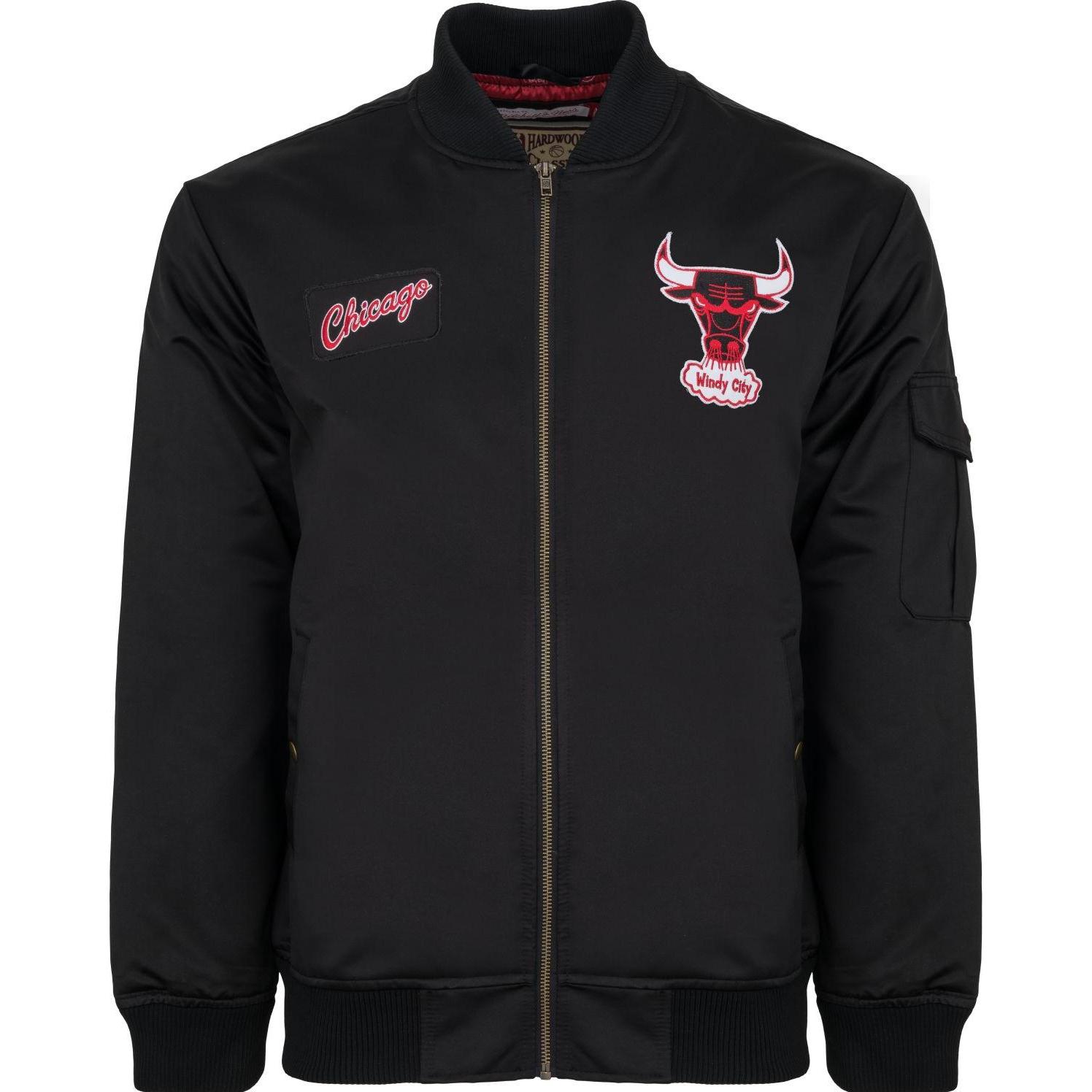 Thumbnail - Mitchell & Ness, Herren, Jacke, M&N Heavyweight Bomber Jacket NBA Chicago Bulls - L (L), Schwarz, L