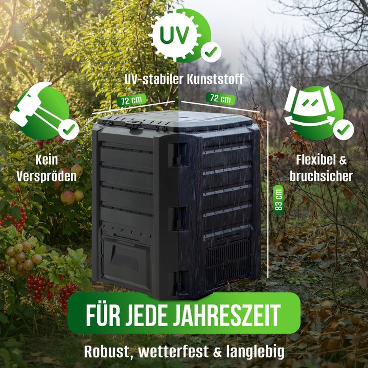 Produktbild Deuba Modularer Zweikammer-Kompostkasten 800L schwarz (800 l)