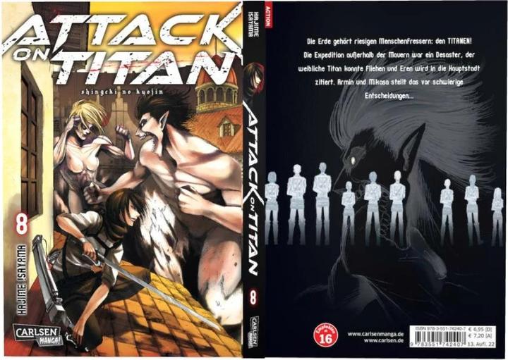 Produktbild Attack on Titan, Band 8 (Deutsch, Hajime Isayama, 2015)