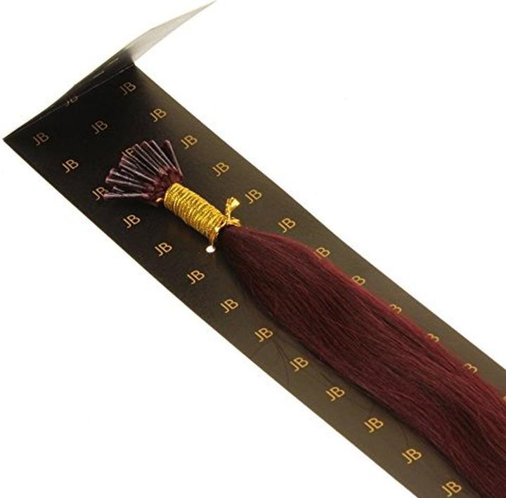 Hair2heart 200 x Microring ITip Real Hair Extensions 50 cm 1 g Strands Straight 99 y Burgundy (99 y Burgundy, 50 cm)
