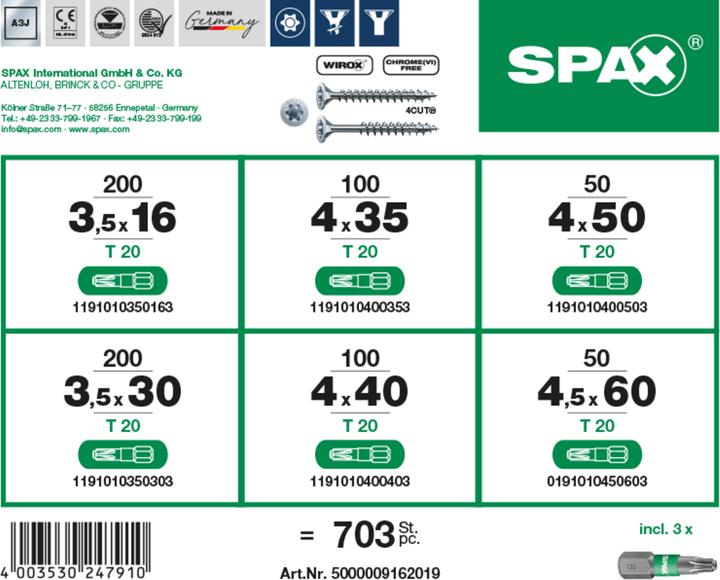 Produktbild Spax Montagekasten L-Boxx Mini Kunststoff T-Star Plus (703 Schrauben pro Stück)