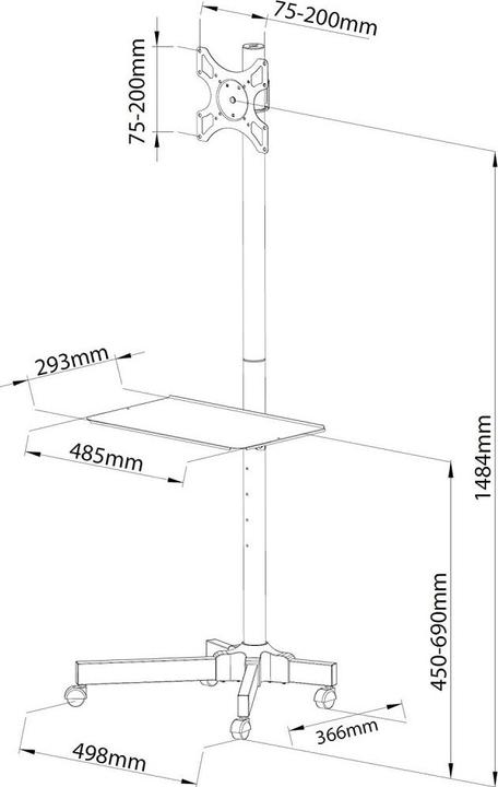 Produktbild Techly 100723 Mobiler Ständer für TV-LCD (Universal, 37", 20 kg)