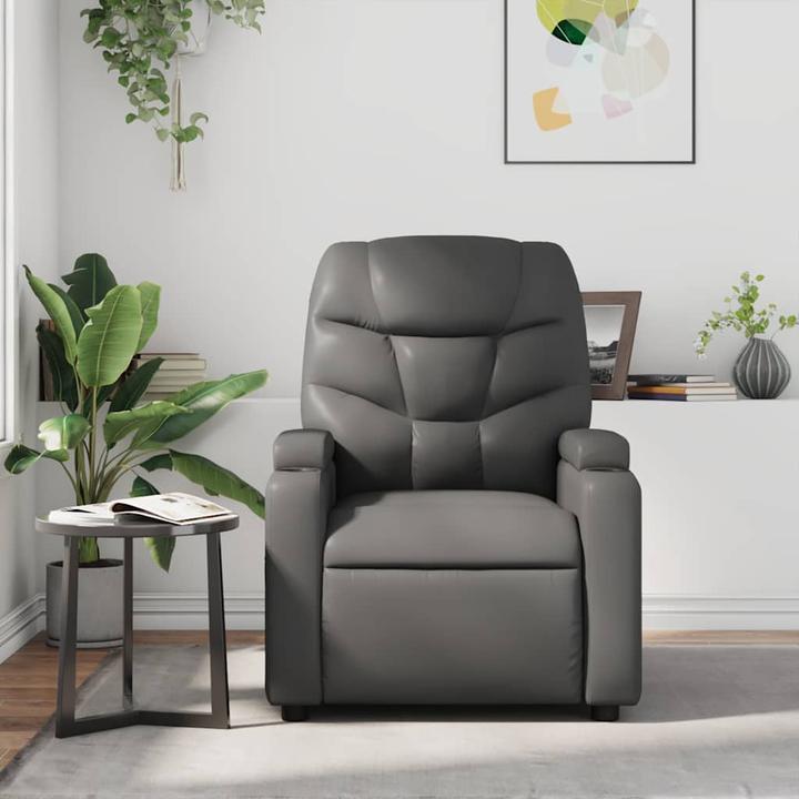 Actual product image vidaXL Massage chair grey imitation leather,Colour: Grey,Material