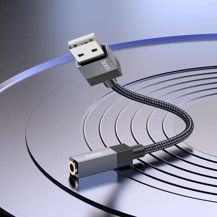 Actual product image Hoco Cable Adapter AUX USB A (male) to Jack 3,5 mm (female) UPA32D black (Jack adapter)