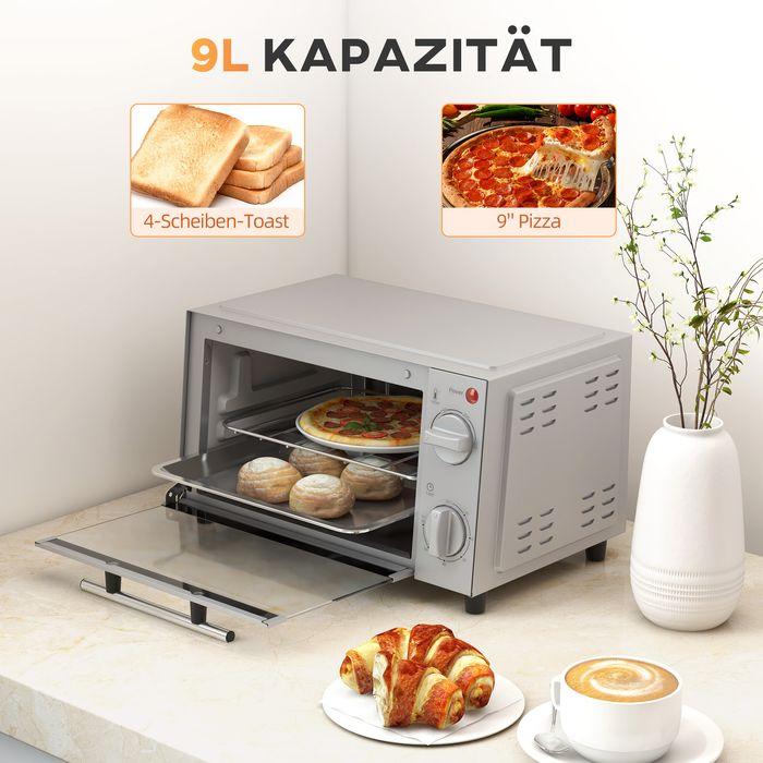 Produktbild Swisshandel24 Minibackofen 9L Mini Ofen mit Backblech, Grillrost, 100 °C-230 °C Edelstahl, silber